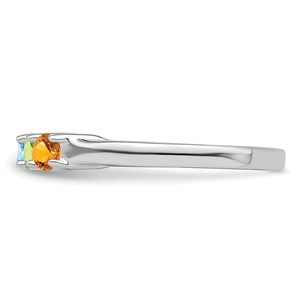 Sterling Silver Rhodium-plated Synthetic 5 Stone Mother's Ring