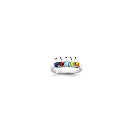 Sterling Silver Rhodium-plated Synthetic 5 Stone Mother's Ring