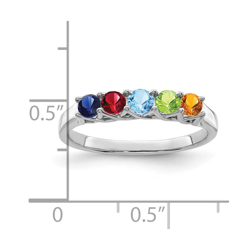 14k White Gold Genuine 5 Stone Mother's Ring