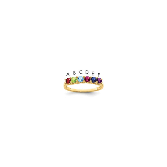 14k Genuine 6 Stone Mother's Ring