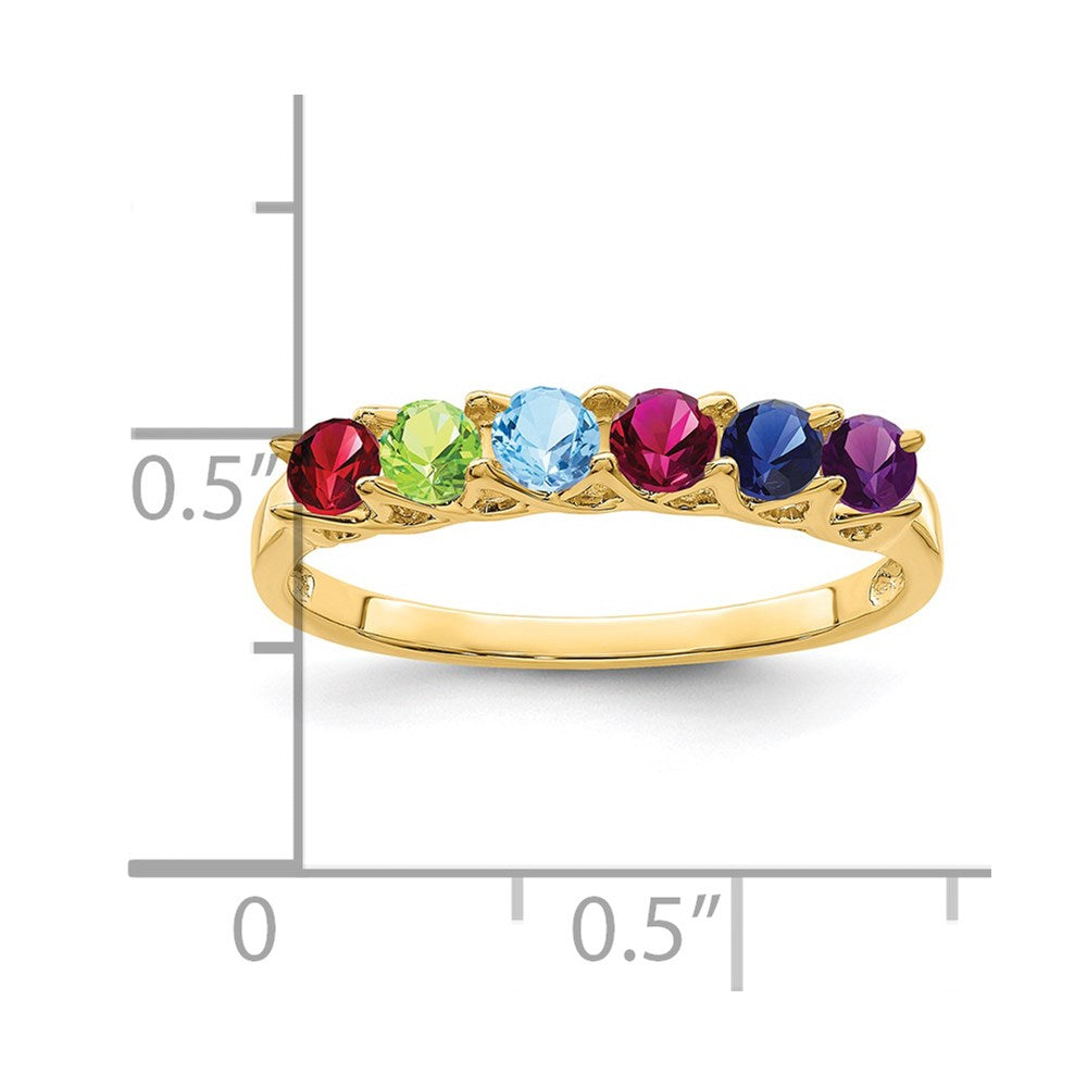 14k Genuine 6 Stone Mother's Ring