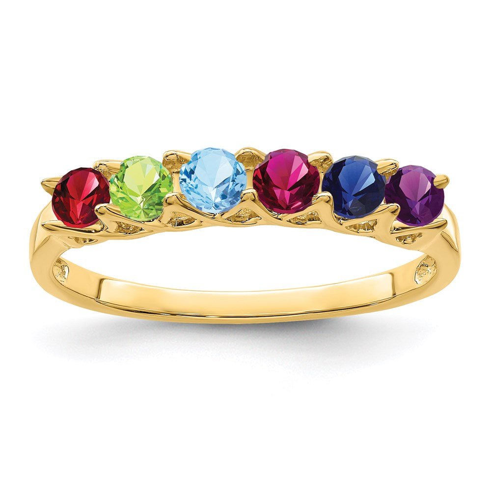 14k Genuine 6 Stone Mother's Ring