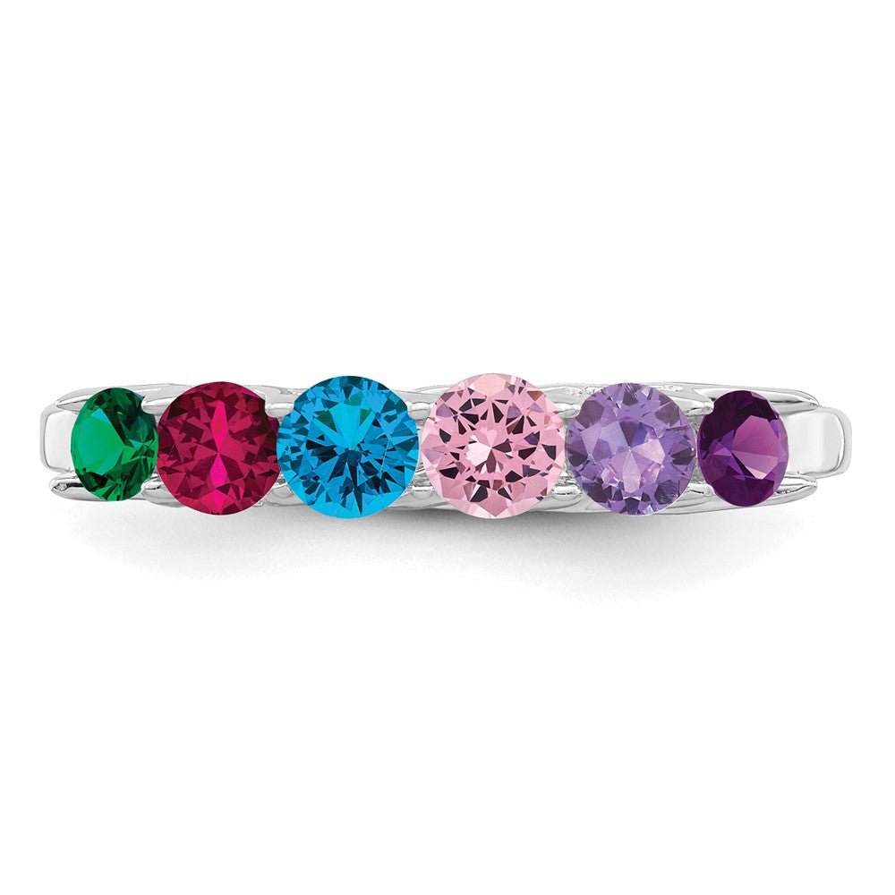 14k White Gold Synthetic Family Jewelry Ring
