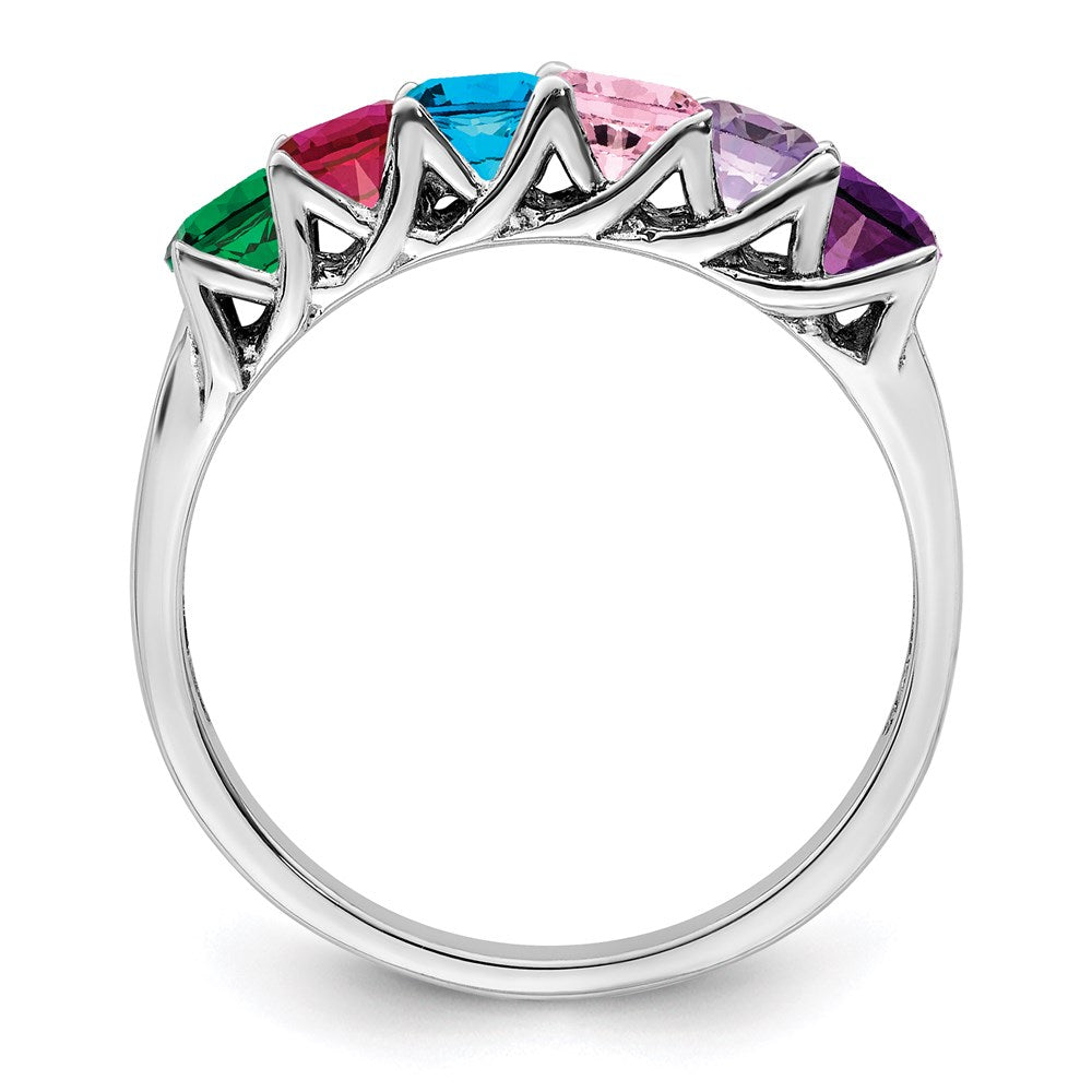 14k White Gold Synthetic Family Jewelry Ring