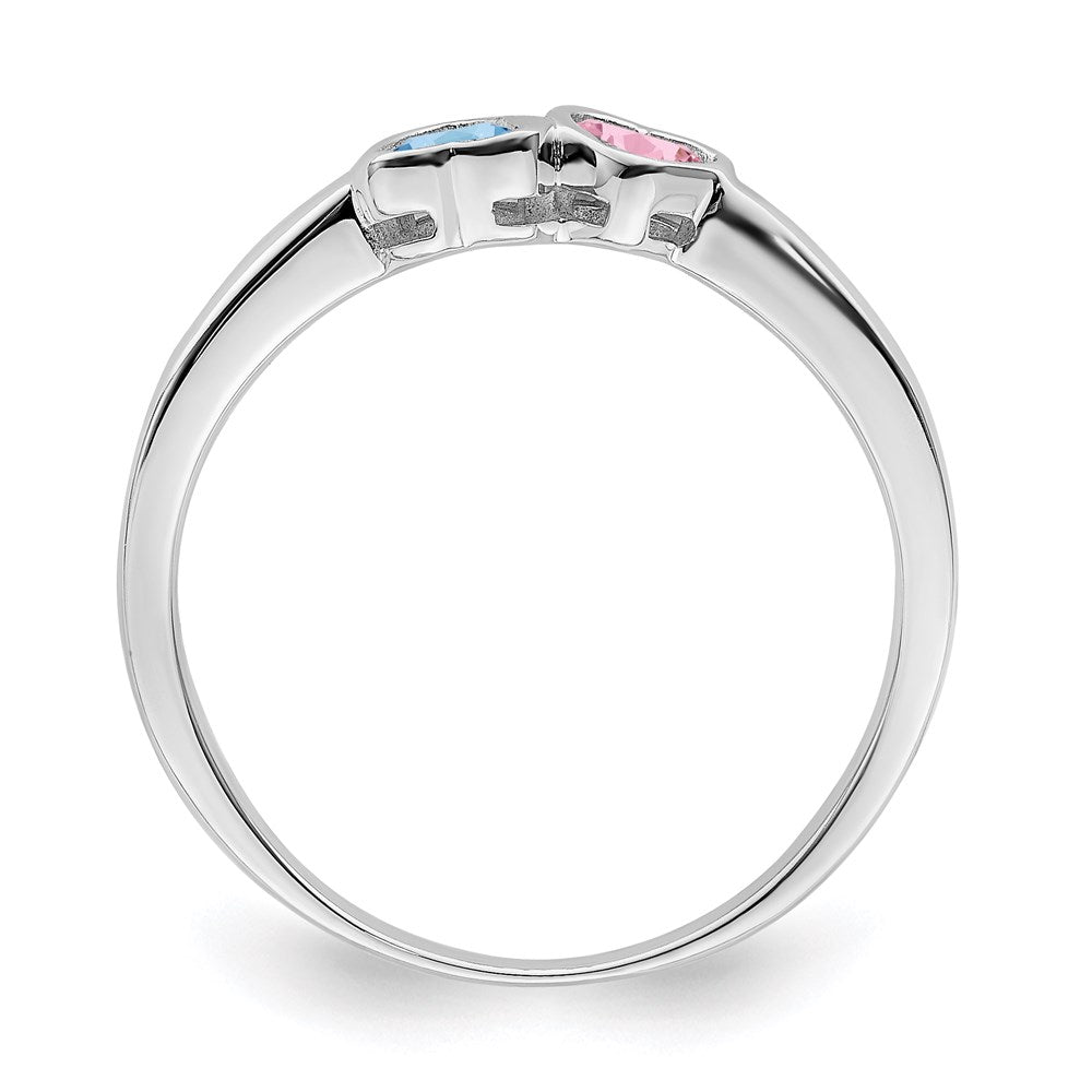 14k White Gold Synthetic Family Jewelry Ring