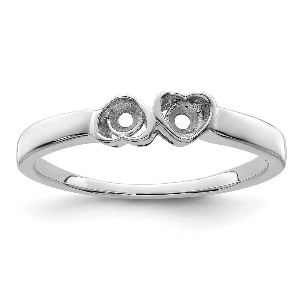 Sterling Silver Rhodium-plated Synthetic 2 Stone Mother's Ring