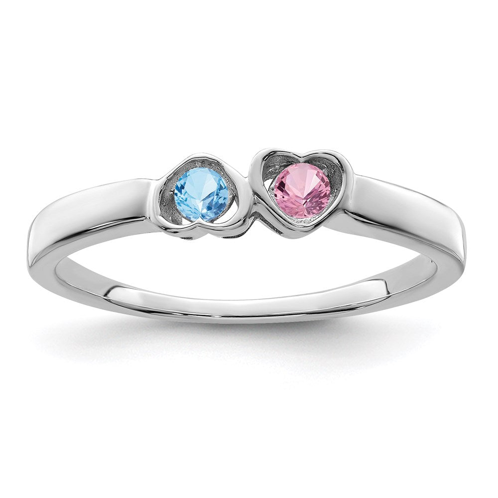 14k White Gold Synthetic Family Jewelry Ring