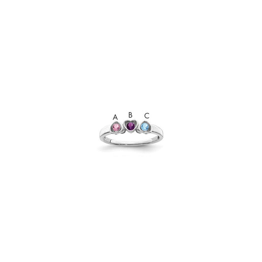 Sterling Silver Rhodium-plated Synthetic 3 Stone Mother's Ring