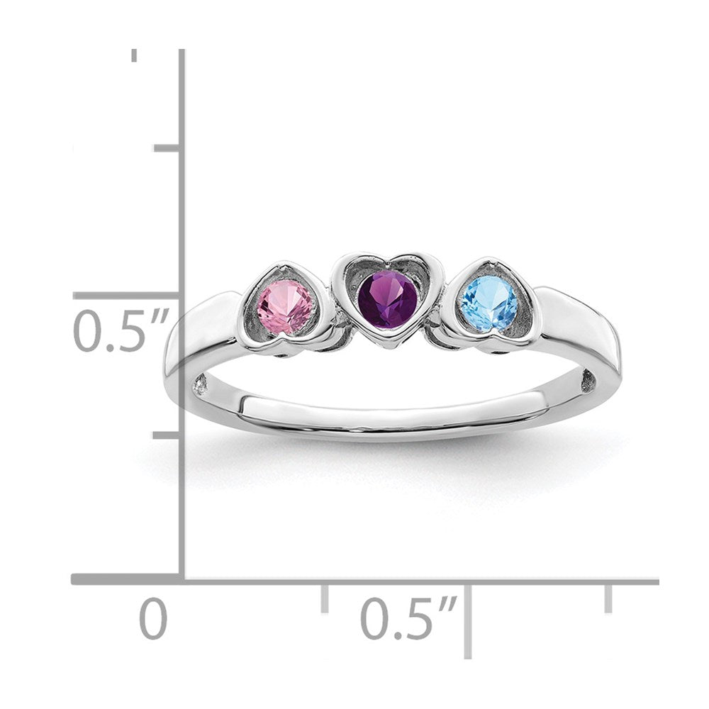 14k White Gold Genuine 3 Stone Mother's Ring
