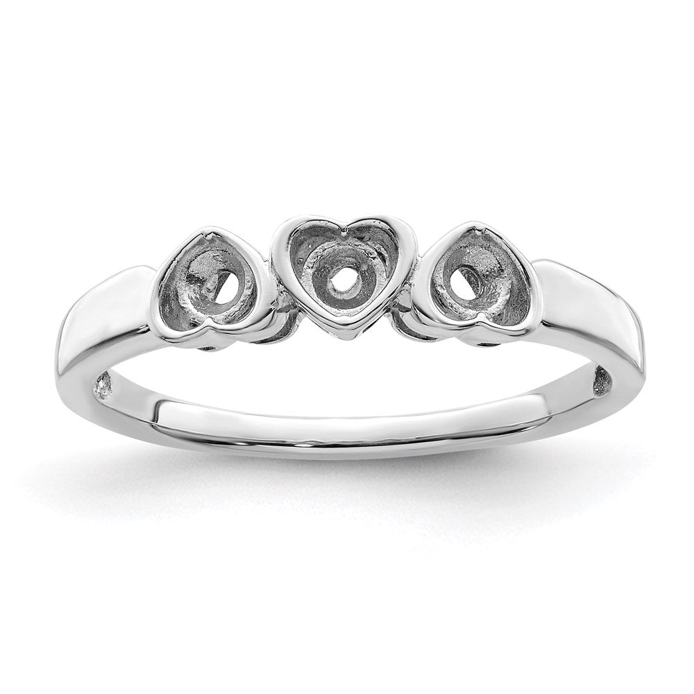 Sterling Silver Rhodium-plated Synthetic 3 Stone Mother's Ring