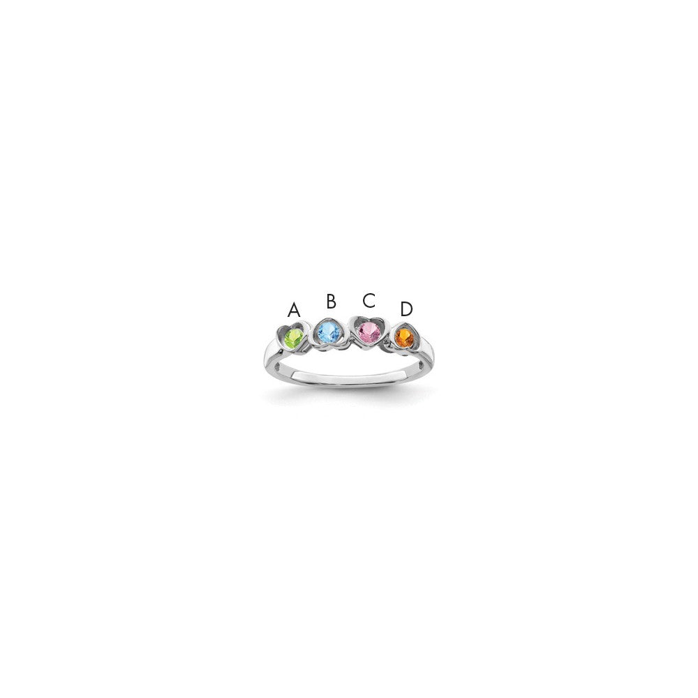14k White Gold Synthetic Family Jewelry Ring