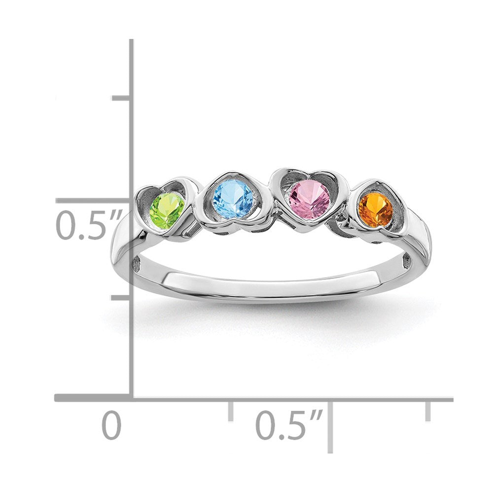 14k White Gold Synthetic Family Jewelry Ring
