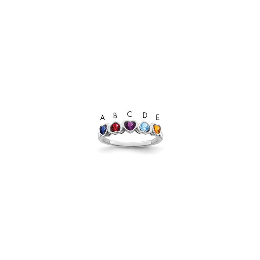 Sterling Silver Rhodium-plated Synthetic 5 Stone Mother's Ring