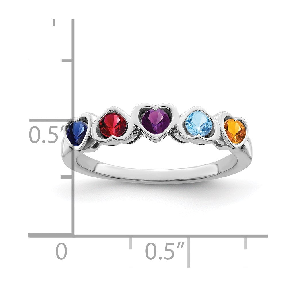 14k White Gold Genuine 5 Stone Mother's Ring
