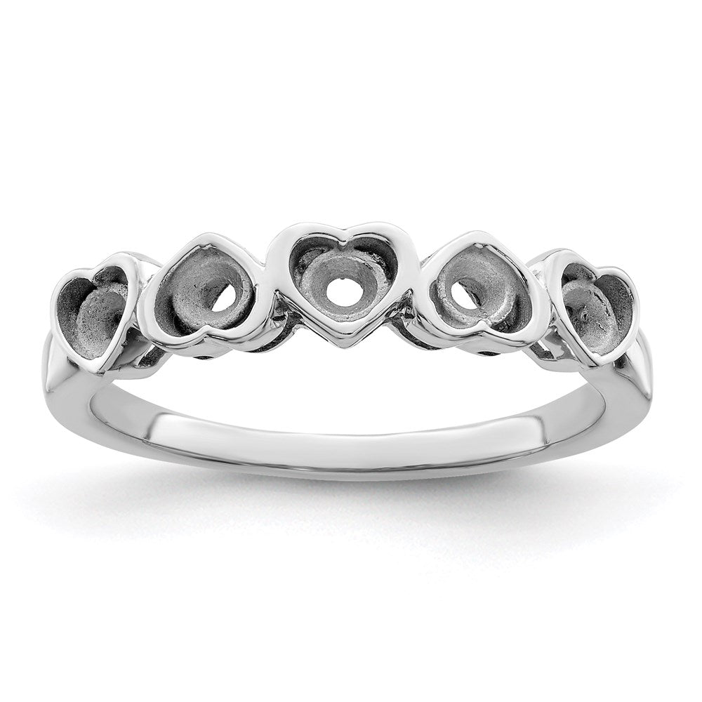 Sterling Silver Rhodium-plated Synthetic 5 Stone Mother's Ring