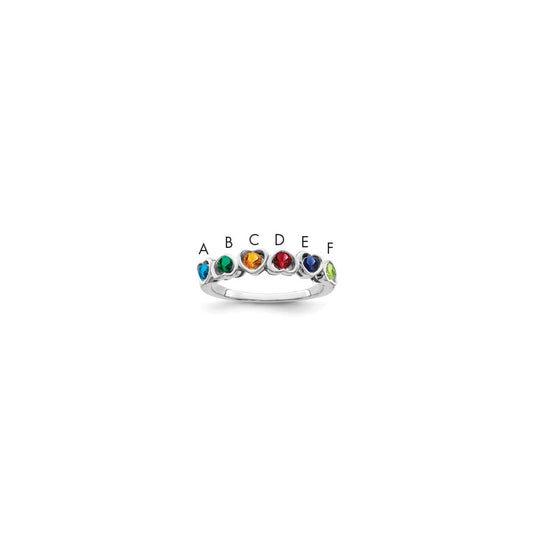 Sterling Silver Rhodium-plated Synthetic 6 Stone Mother's Ring