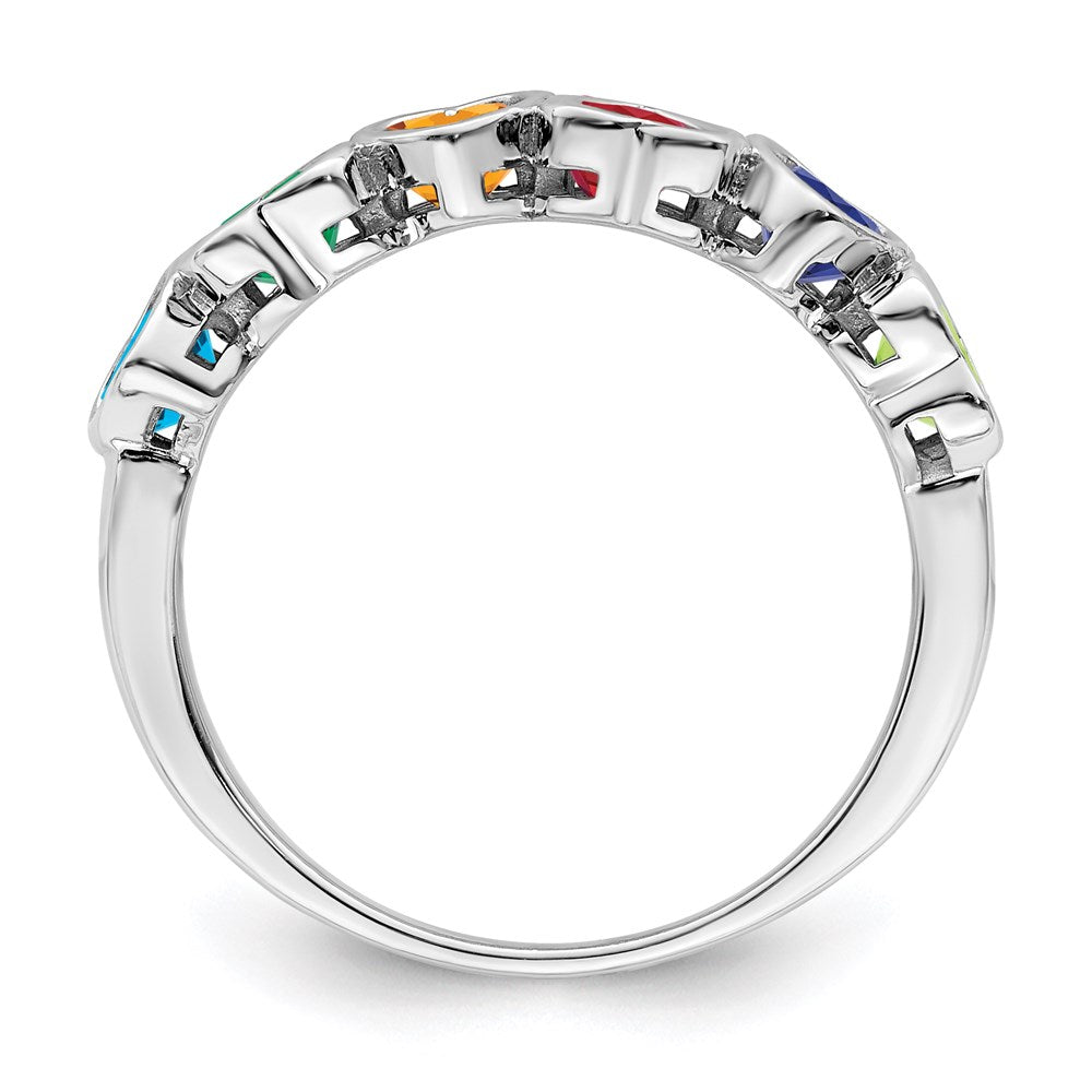 14k White Gold Synthetic Family Jewelry Ring
