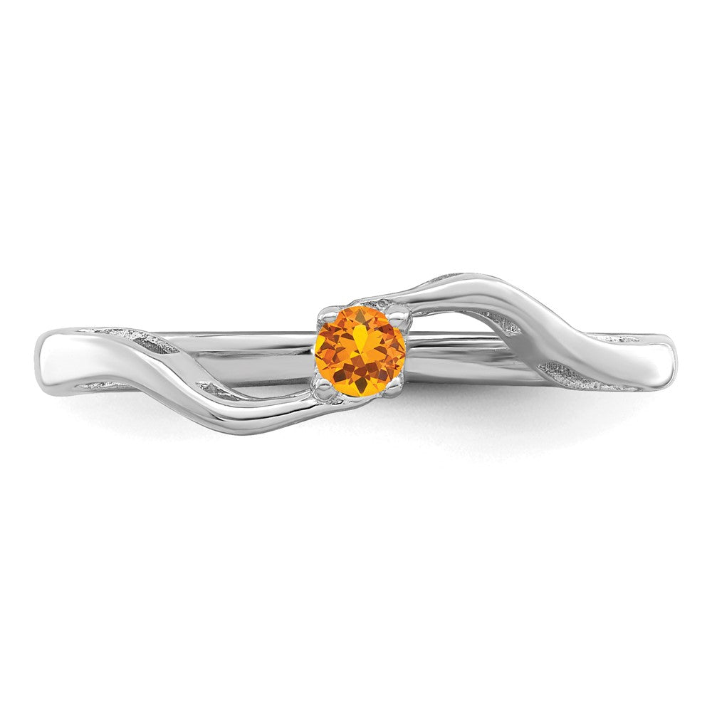 Sterling Silver Rhodium-plated Synthetic 1 Stone Mother's Ring