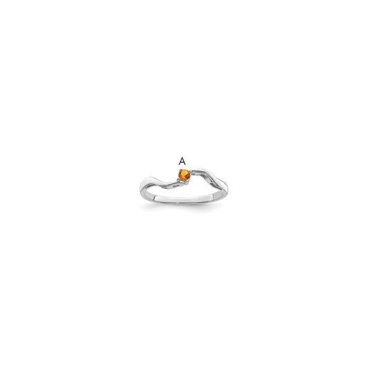 Sterling Silver Rhodium-plated Synthetic 1 Stone Mother's Ring