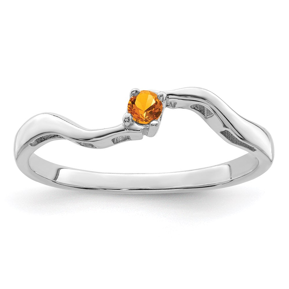 Sterling Silver Rhodium-plated Synthetic 1 Stone Mother's Ring