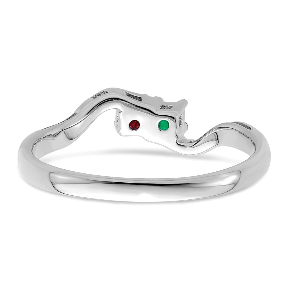 Sterling Silver Rhodium-plated Synthetic 2 Stone Mother's Ring