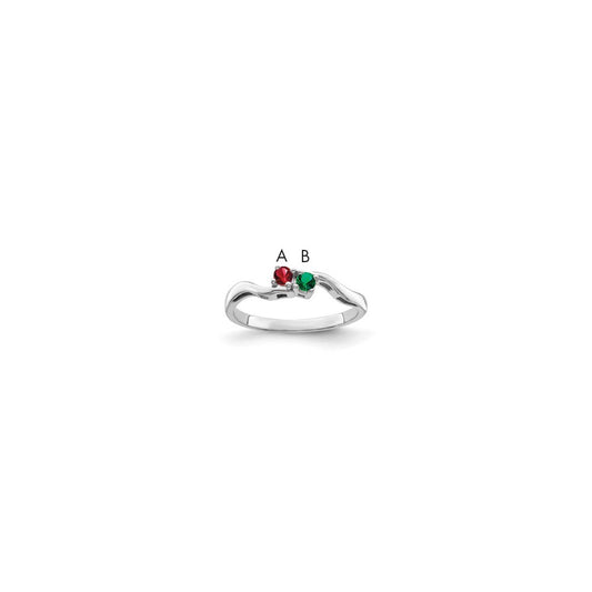 Sterling Silver Rhodium-plated Synthetic 2 Stone Mother's Ring