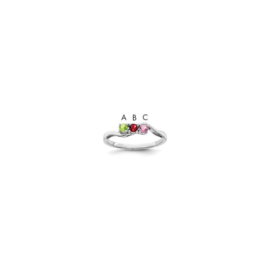 Sterling Silver Rhodium-plated Synthetic 3 Stone Mother's Ring
