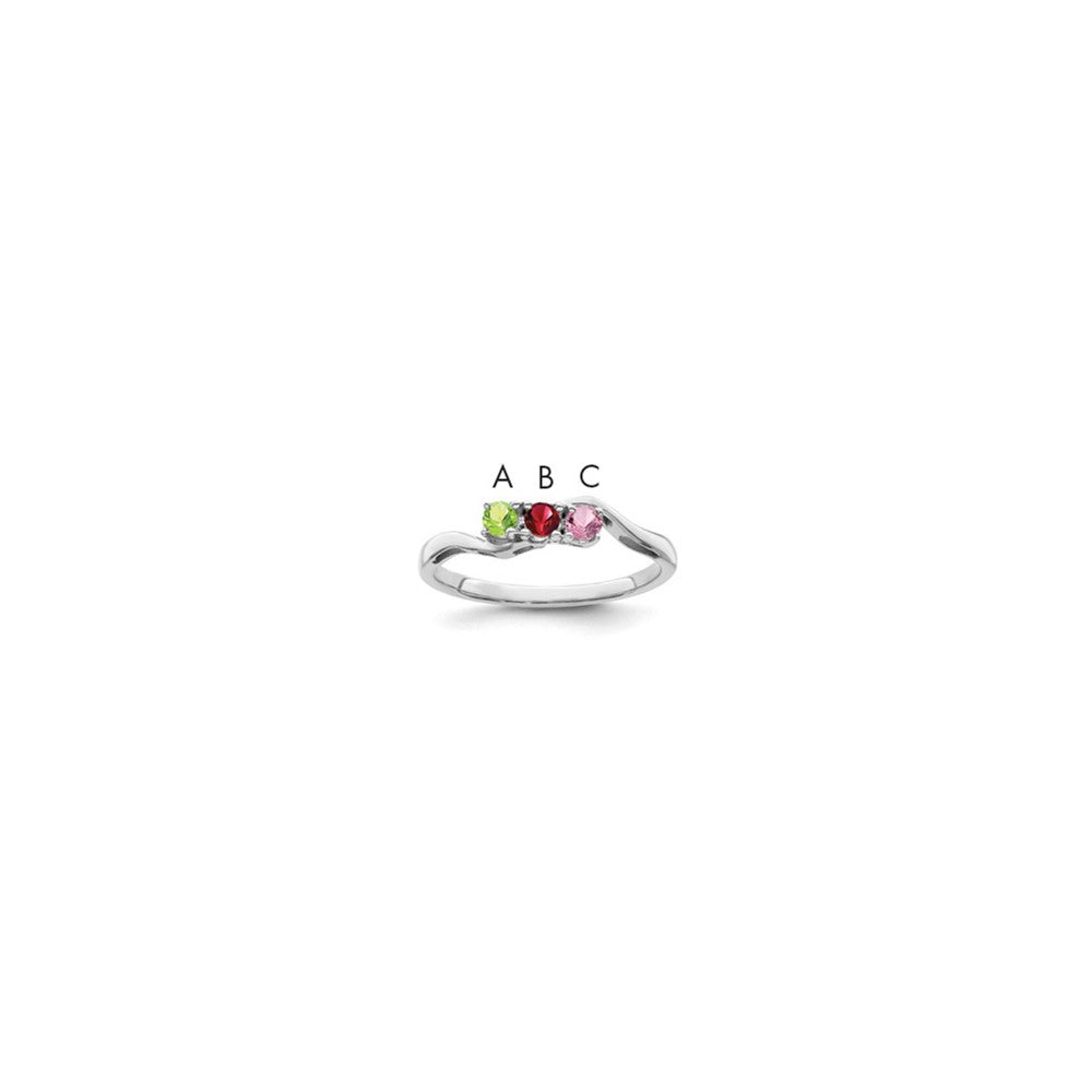 14k White Gold Genuine 3 Stone Mother's Ring