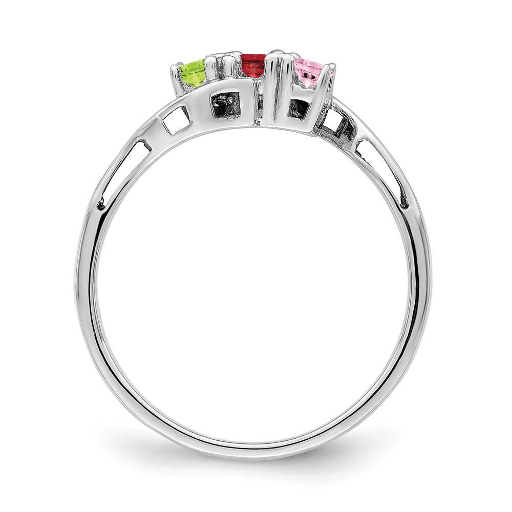 14k White Gold Genuine 3 Stone Mother's Ring