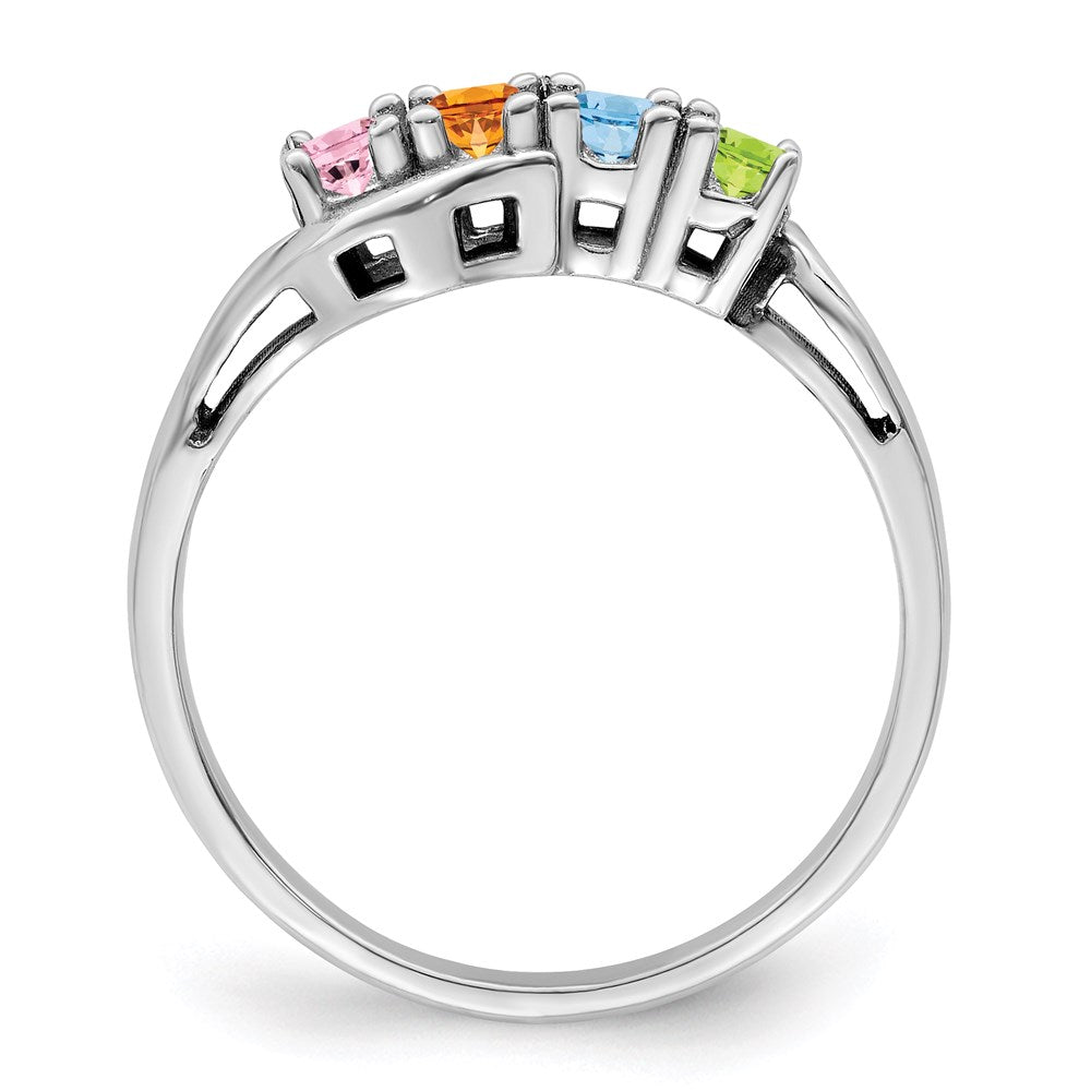 14k White Gold Genuine 4 Stone Mother's Ring
