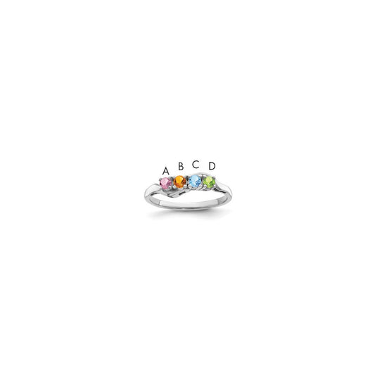 Sterling Silver Rhodium-plated Synthetic 4 Stone Mother's Ring