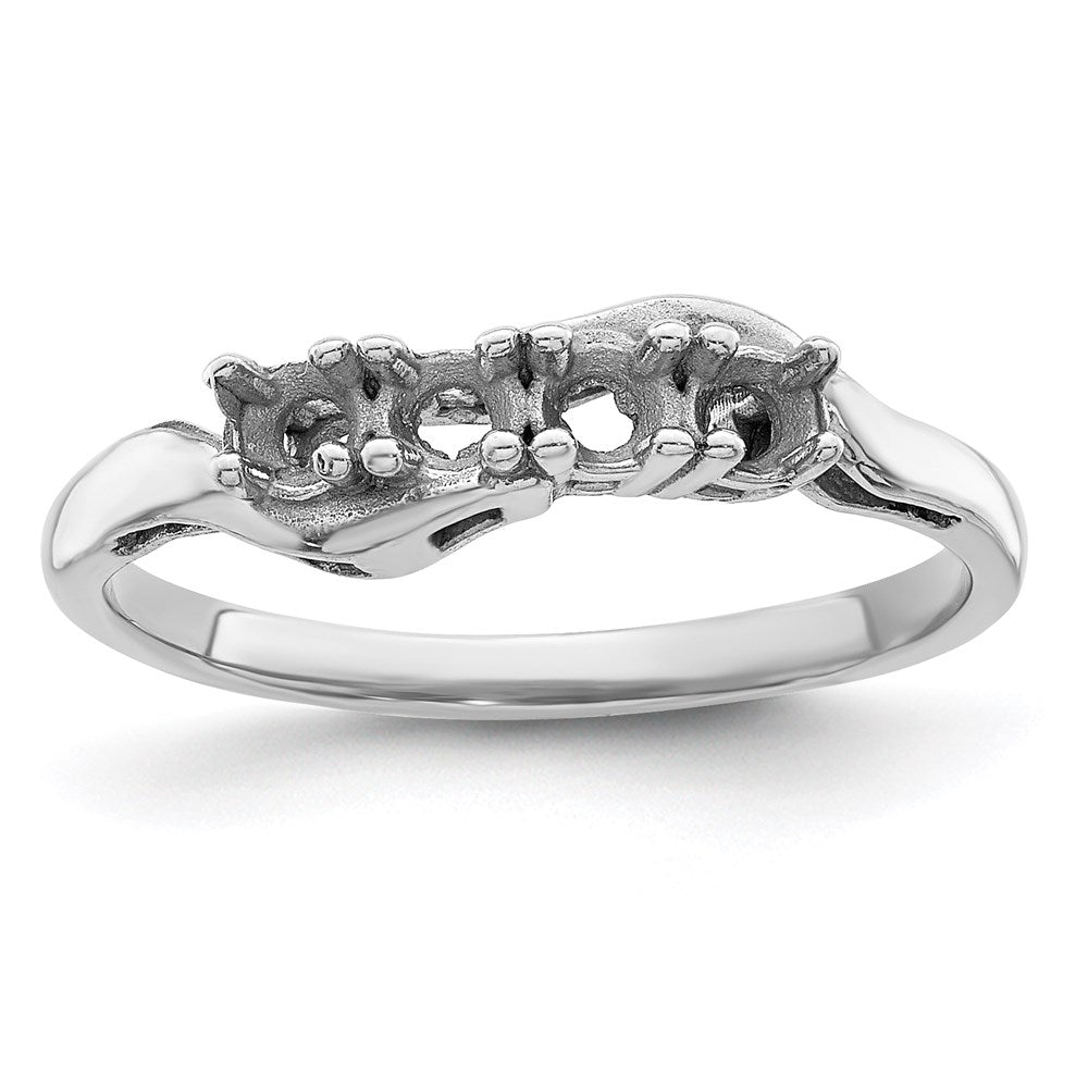 Sterling Silver Rhodium-plated Synthetic 4 Stone Mother's Ring