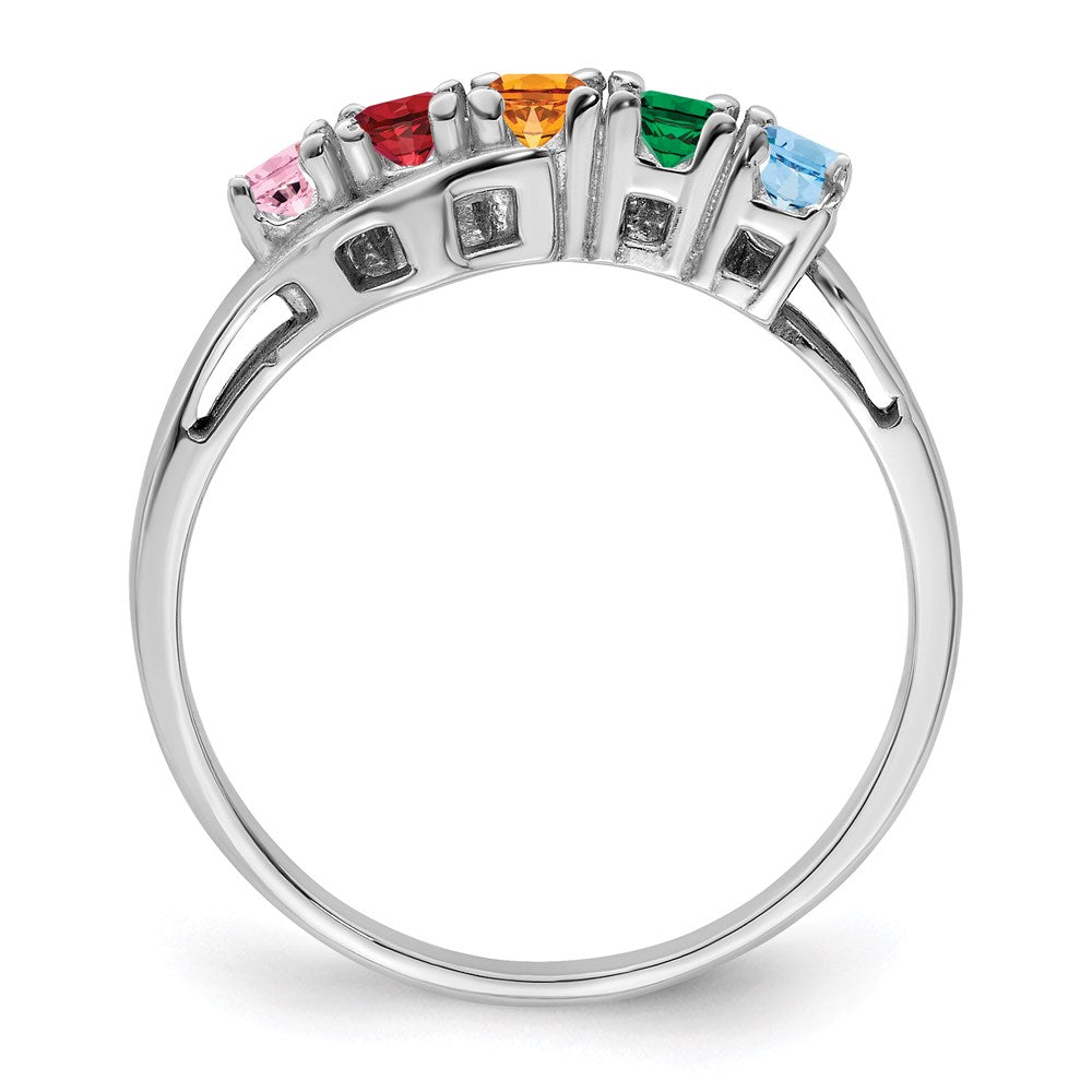14k White Gold Genuine 5 Stone Mother's Ring