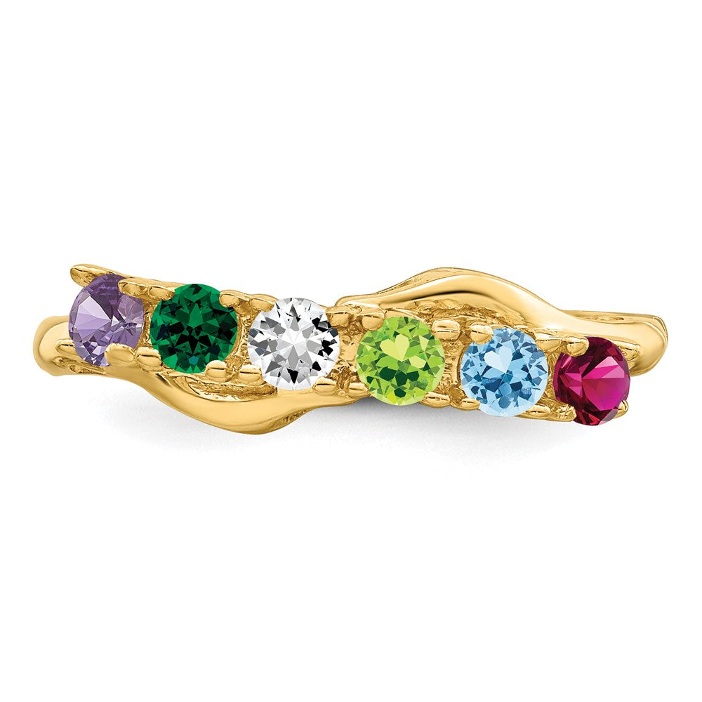 14k Genuine 6 Stone Mother's Ring