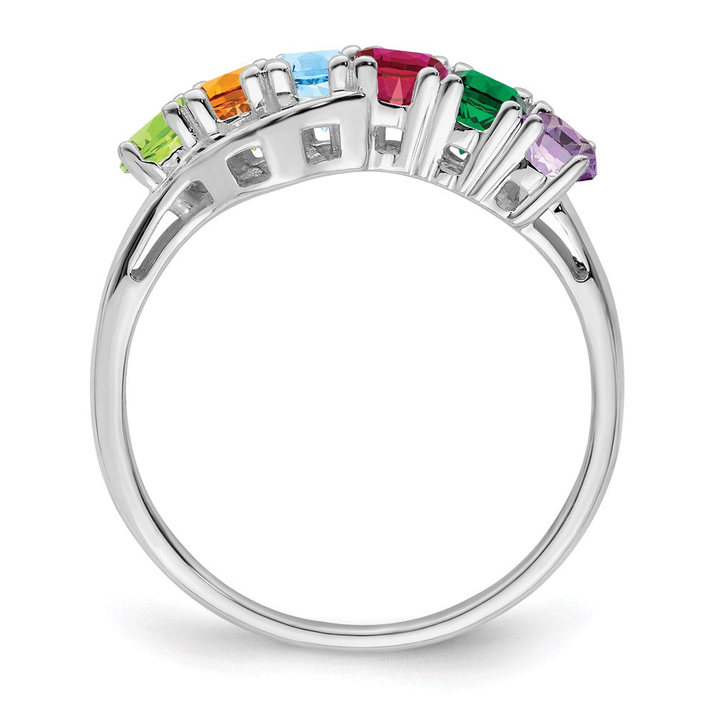 14k White Gold 5x3mm Oval Synthetic Family Jewelry Ring