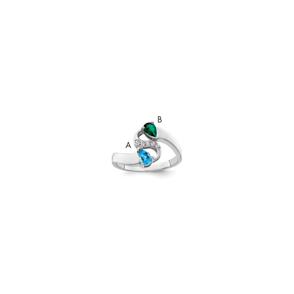 Sterling Silver Rhodium-plated Synthetic Stones & Diamond Couple Ring