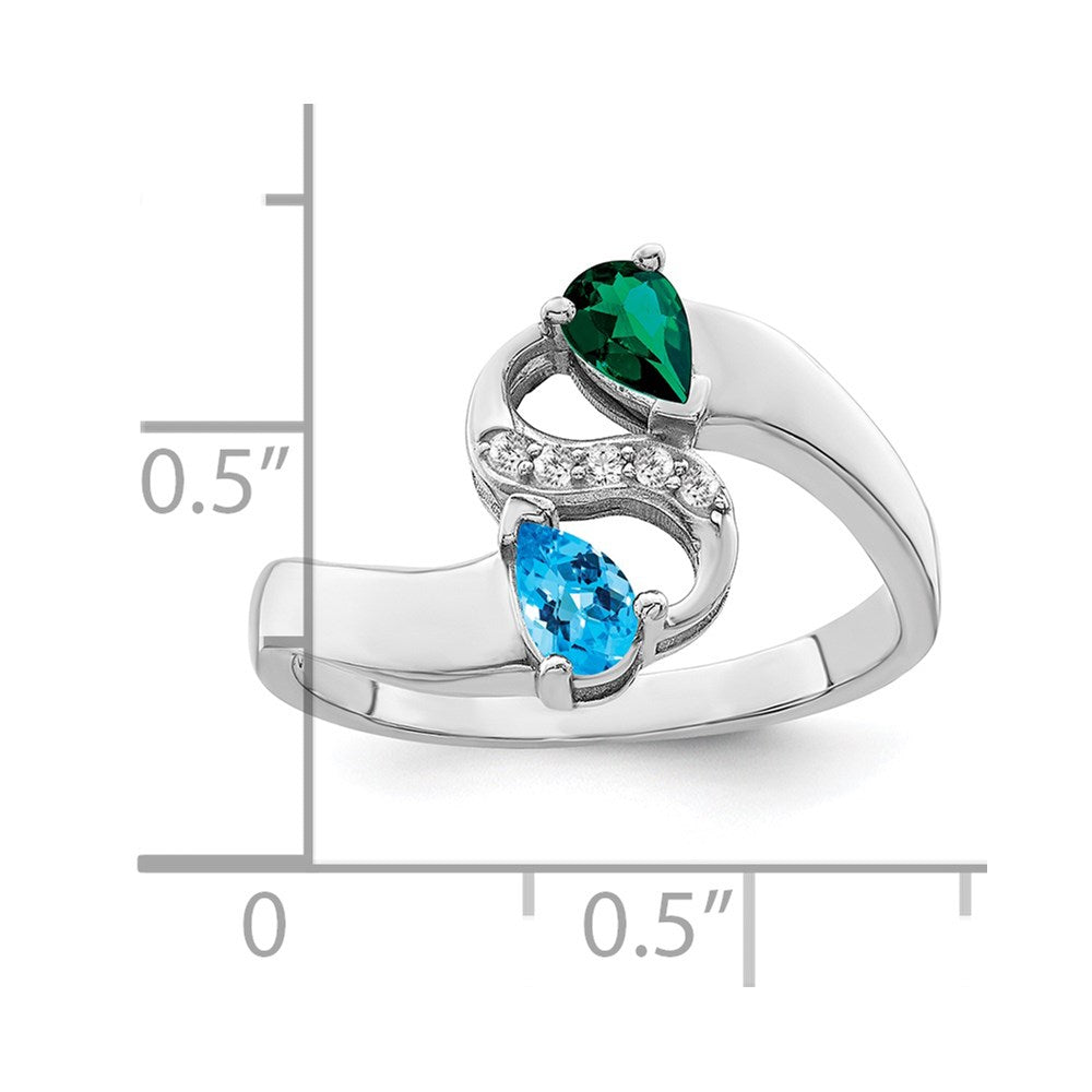 14k White Gold Synthetic Family Jewelry Ring