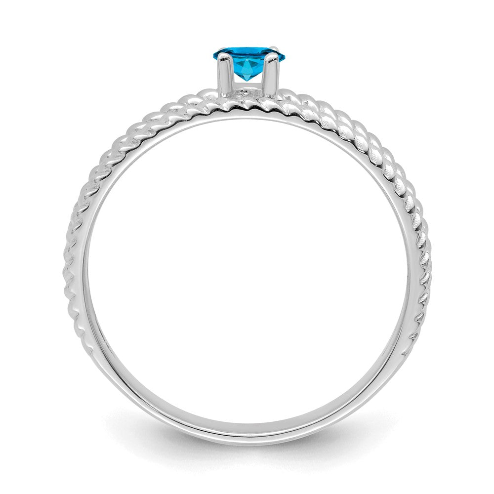 14k White Gold Genuine 1 Stone Mother's Ring