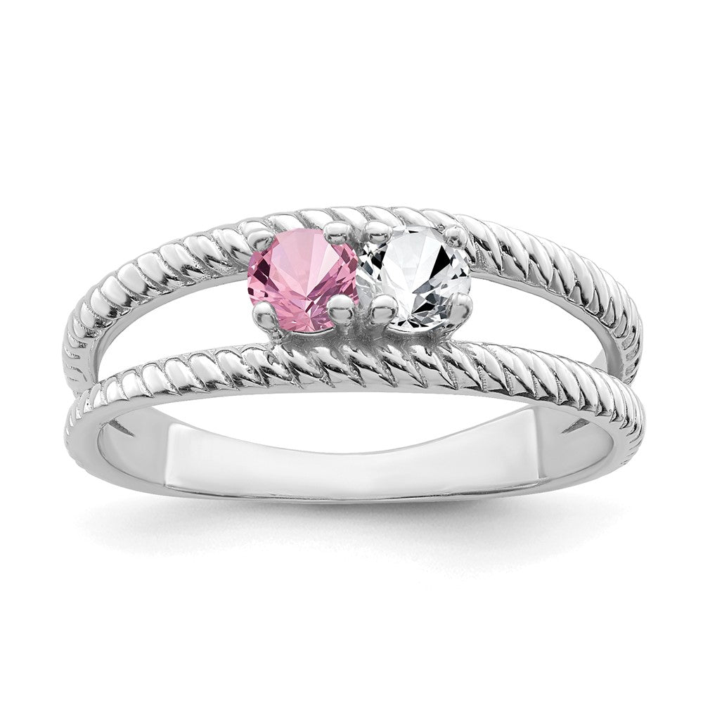 Sterling Silver Rhodium-plated Family Jewelry Ring