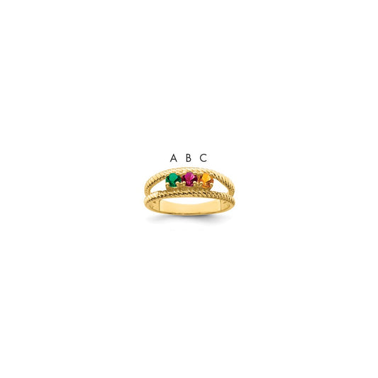 14k Genuine 3 Stone Mother's Ring