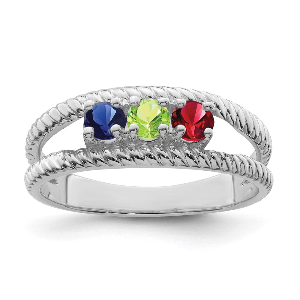 14k White Gold 3mm Synthetic Family Jewelry Ring