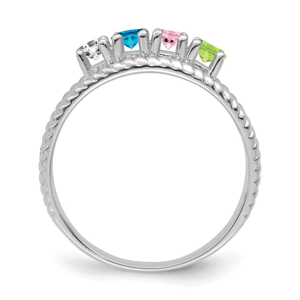 14k White Gold Synthetic Family Jewelry Ring