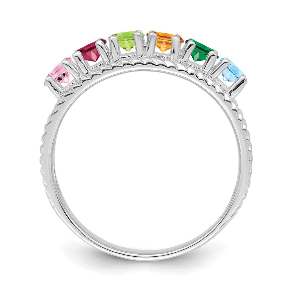 14k White Gold Synthetic Family Jewelry Ring