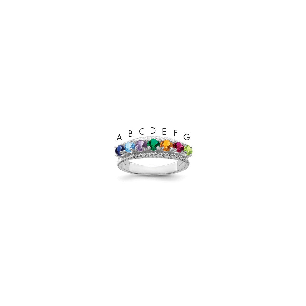 14k White Gold Synthetic Family Jewelry Ring