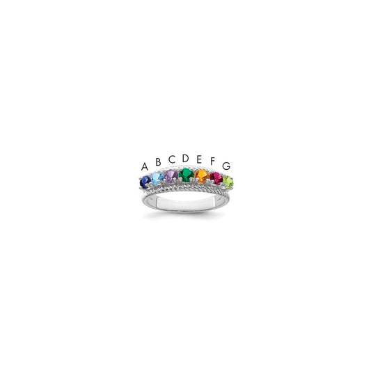 Sterling Silver Rhodium-plated Family Jewelry Ring