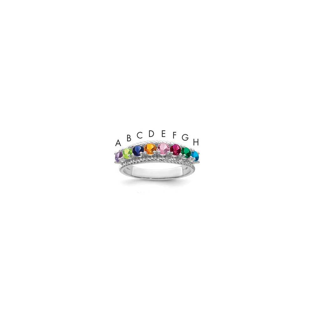 14k White Gold Synthetic Family Jewelry Ring