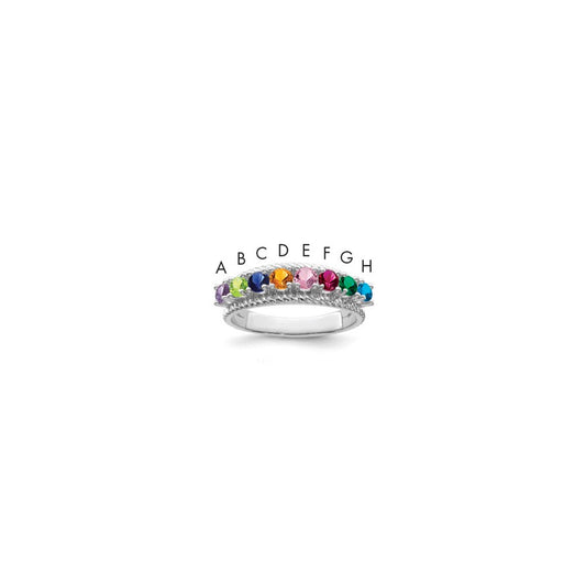 Sterling Silver Rhodium-plated Family Jewelry Ring