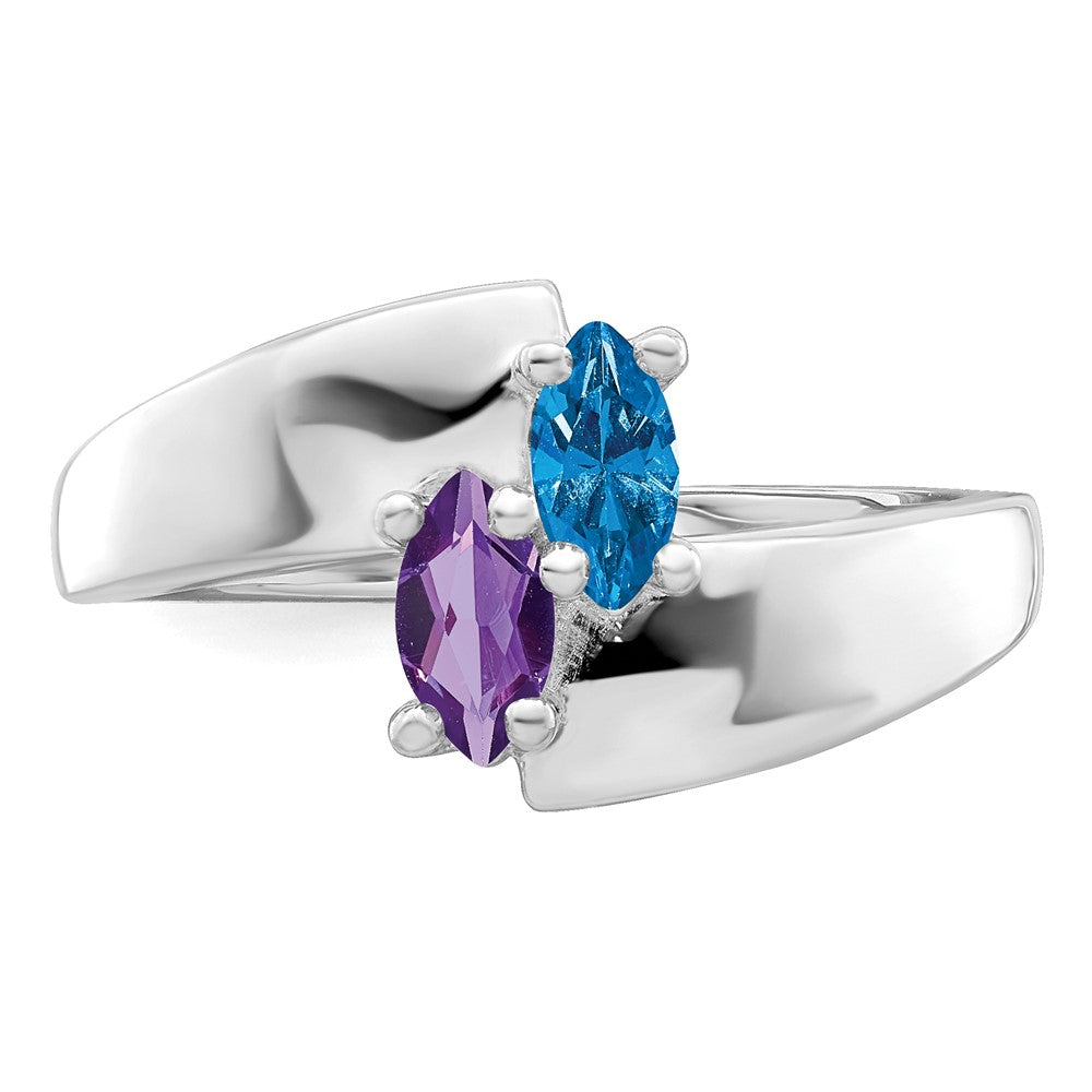 14k White Gold Synthetic Family Jewelry Ring