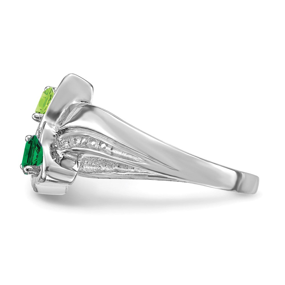 14k White Gold Synthetic Family Jewelry Ring