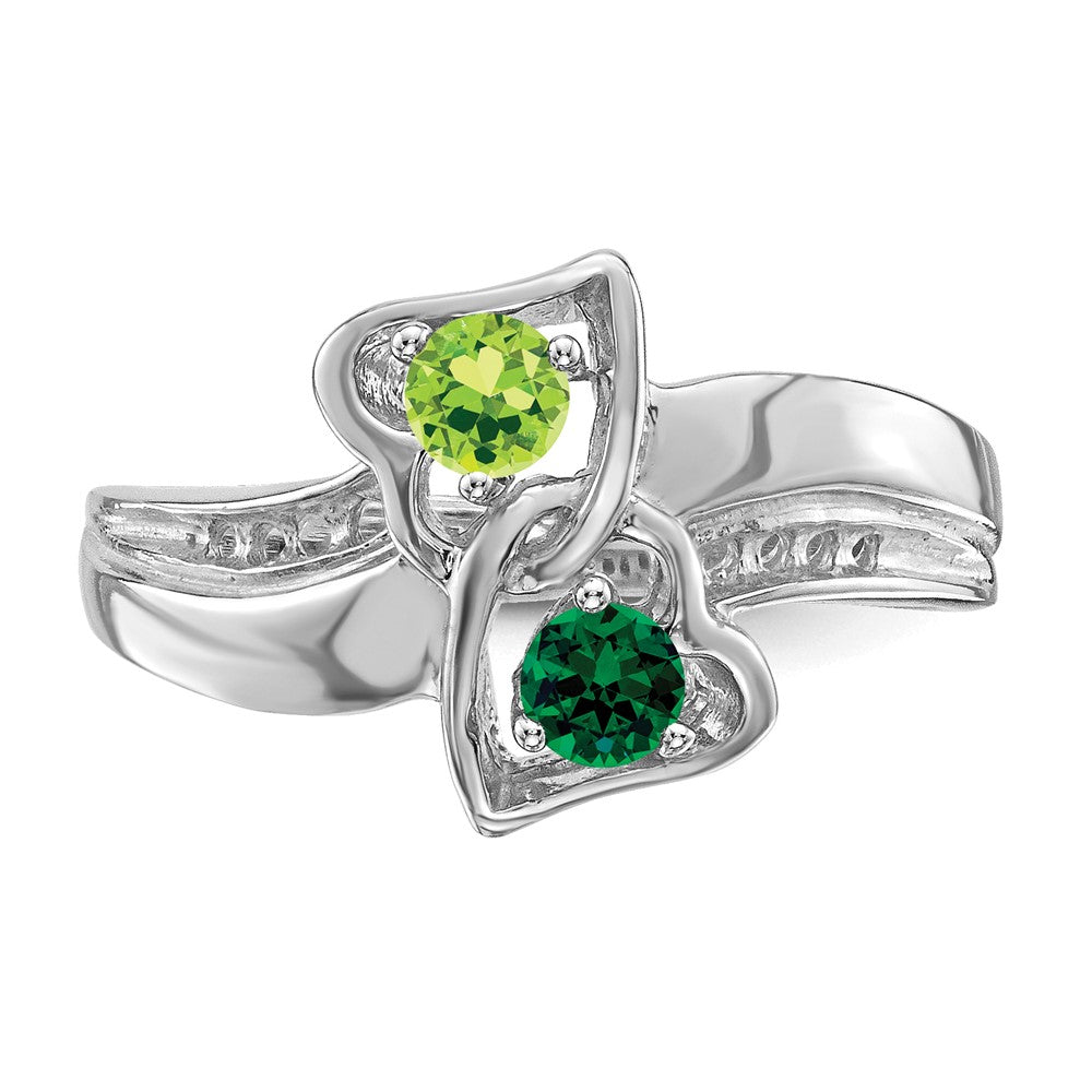 14k White Gold Synthetic Family Jewelry Ring
